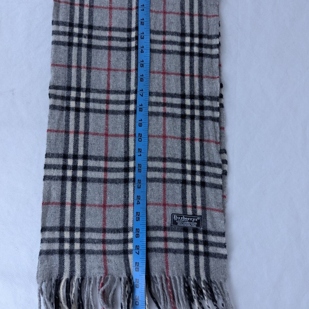 Burberry Lambswool Scarf Gray Unisex | Iconic Check Design | Ready to Ship - Picture 6 of 7